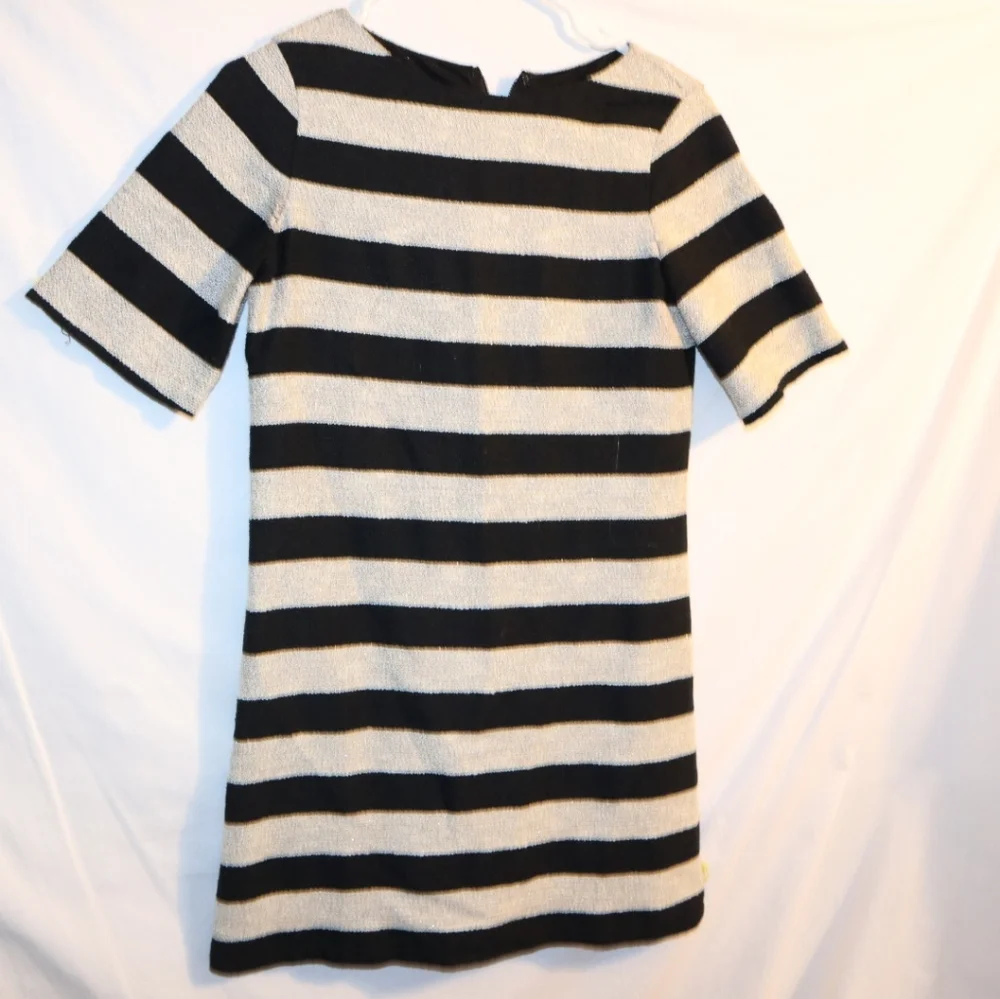 Alice & Olivia Mini Dress Black White Stripes Size 0 - Picture 3 of 13